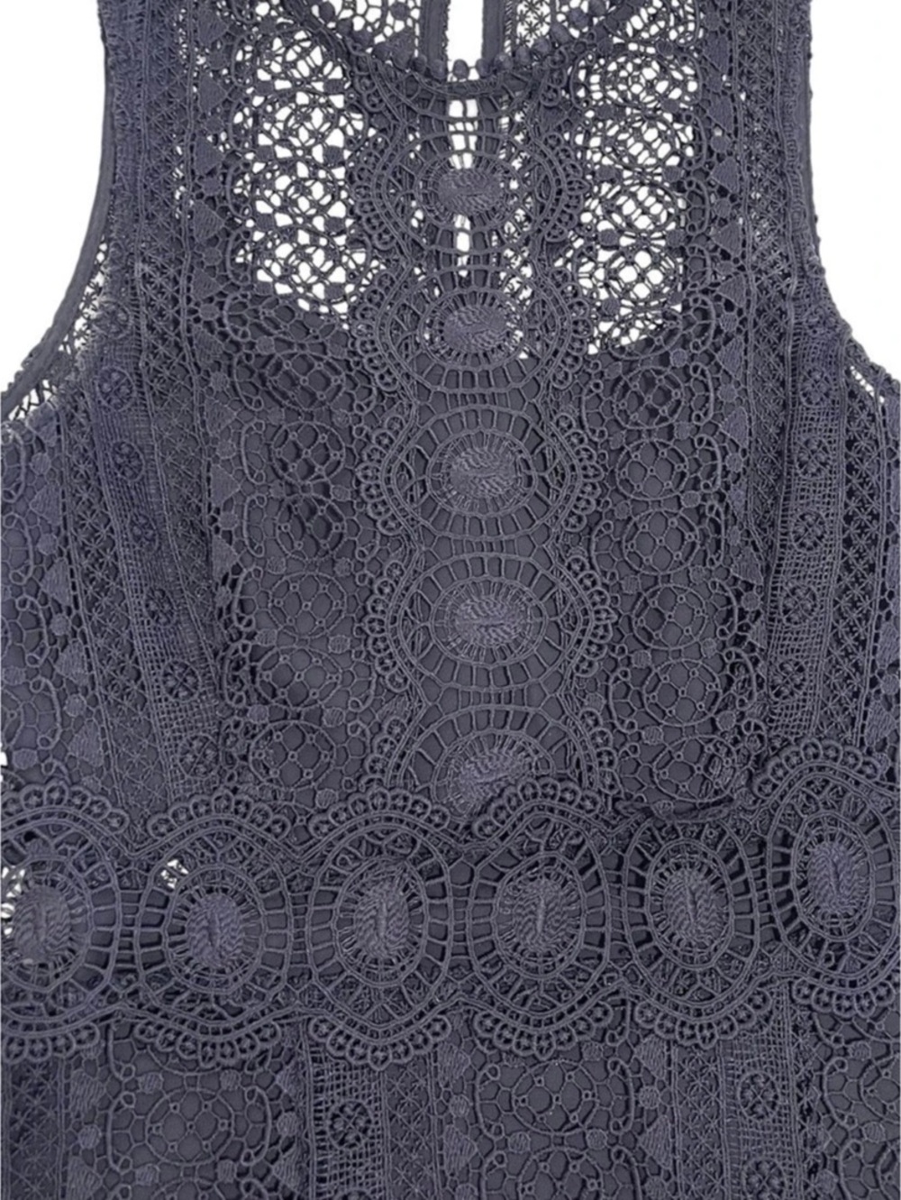H&M Size 4 Navy Blue Crochet Lace Sleeveless Fit & Flare Dress